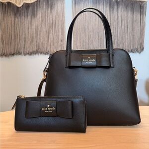 Kate Spade Black Leather Handbag and Wallet Set